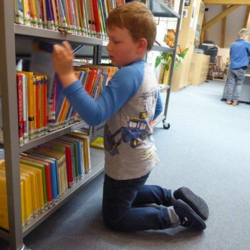 Kind bei Buchauswahl